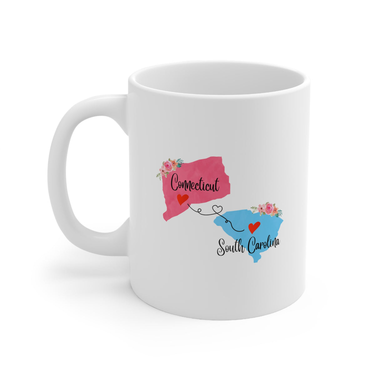 Connecticut South Carolina Gifts - Long Distance State Ceramic Shot Glass for Mom and Dad