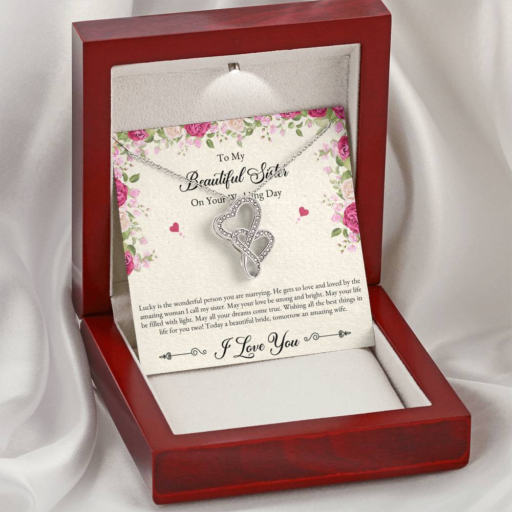 Bride Gifts, I Love You, Double Heart Necklace For Women, Wedding Day Thank You Ideas From Sister