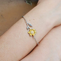 Load image into Gallery viewer, Daughter in law Gifts From Mother in law, 925 Sterling Silver Bracelet with 14k Gold Sunflower Charm and Message Card, Future Daughter in Law Birthday Wedding Gifts

