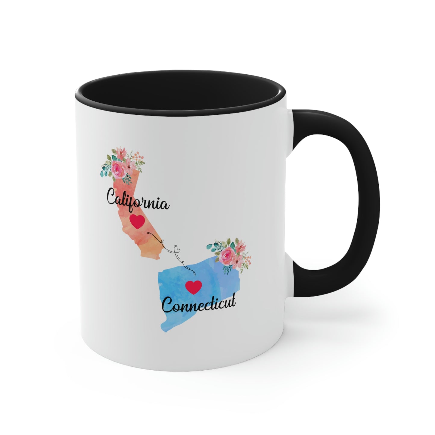 California Connecticut Gifts | Long Distance State Coffee Mug | State to State | Away From Hometown Family | Moving Away Mug