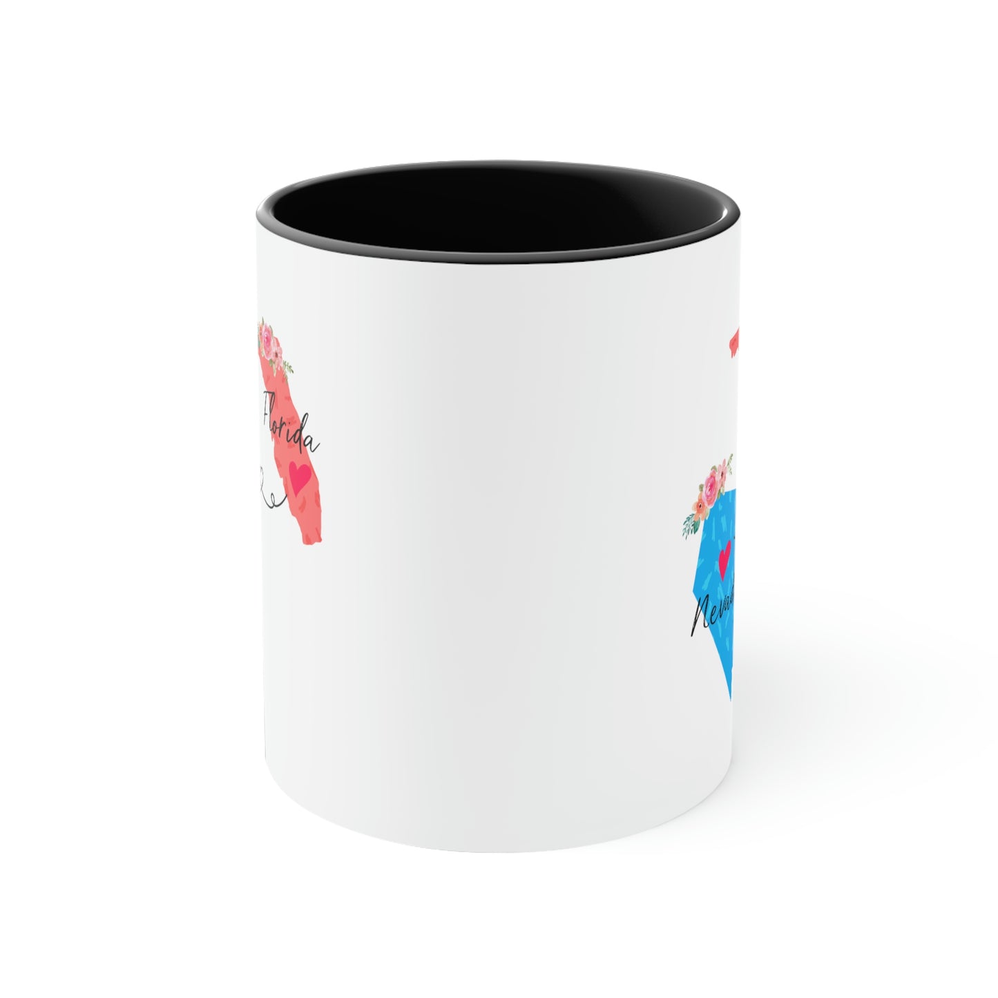 Florida Nevada Gifts | Long Distance State Two Tone Coffee Mug | State to State | Away From Home Family | Moving Away Mug