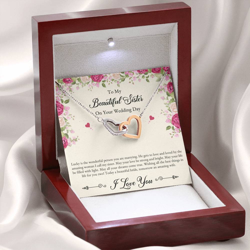 Bride Gifts, I Love You, Interlocking Heart Necklace For Women, Wedding Day Thank You Ideas From Sister