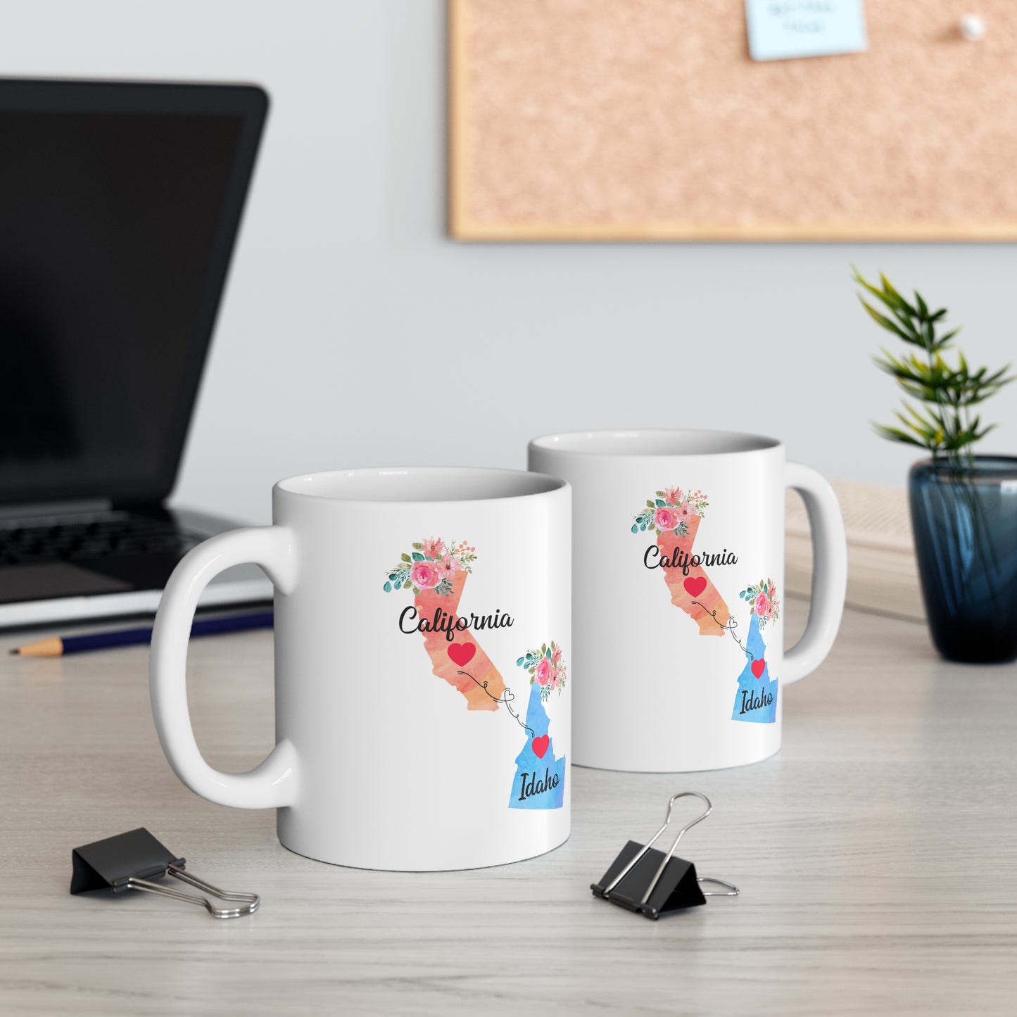 California Idaho Gifts, Long Distance State, State to State 11 OZ Coffee Mug, Christmas Gifts for Mom and Dad, Away from Family, Away from Hometown