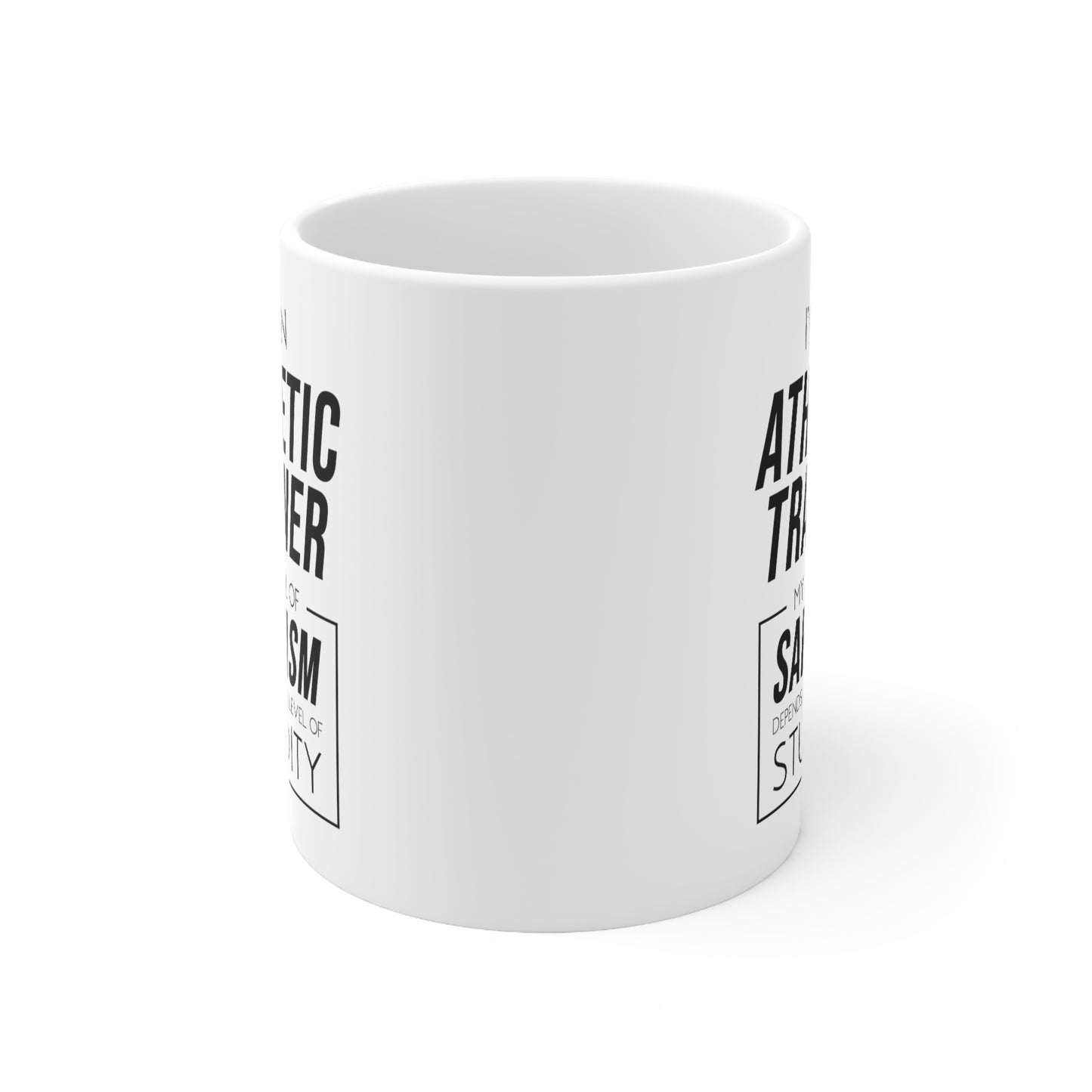 Funny Athletic Trainer Coffee Mug - My Level Of Sarcasm Cup - Unique Fitness Trainer Birthday Christmas Present for Men Women Coworker Friends