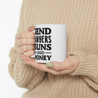 Load image into Gallery viewer, Send Lawyers Guns And Money Mug - Funny Lawyer Ceramic Coffee Cup
