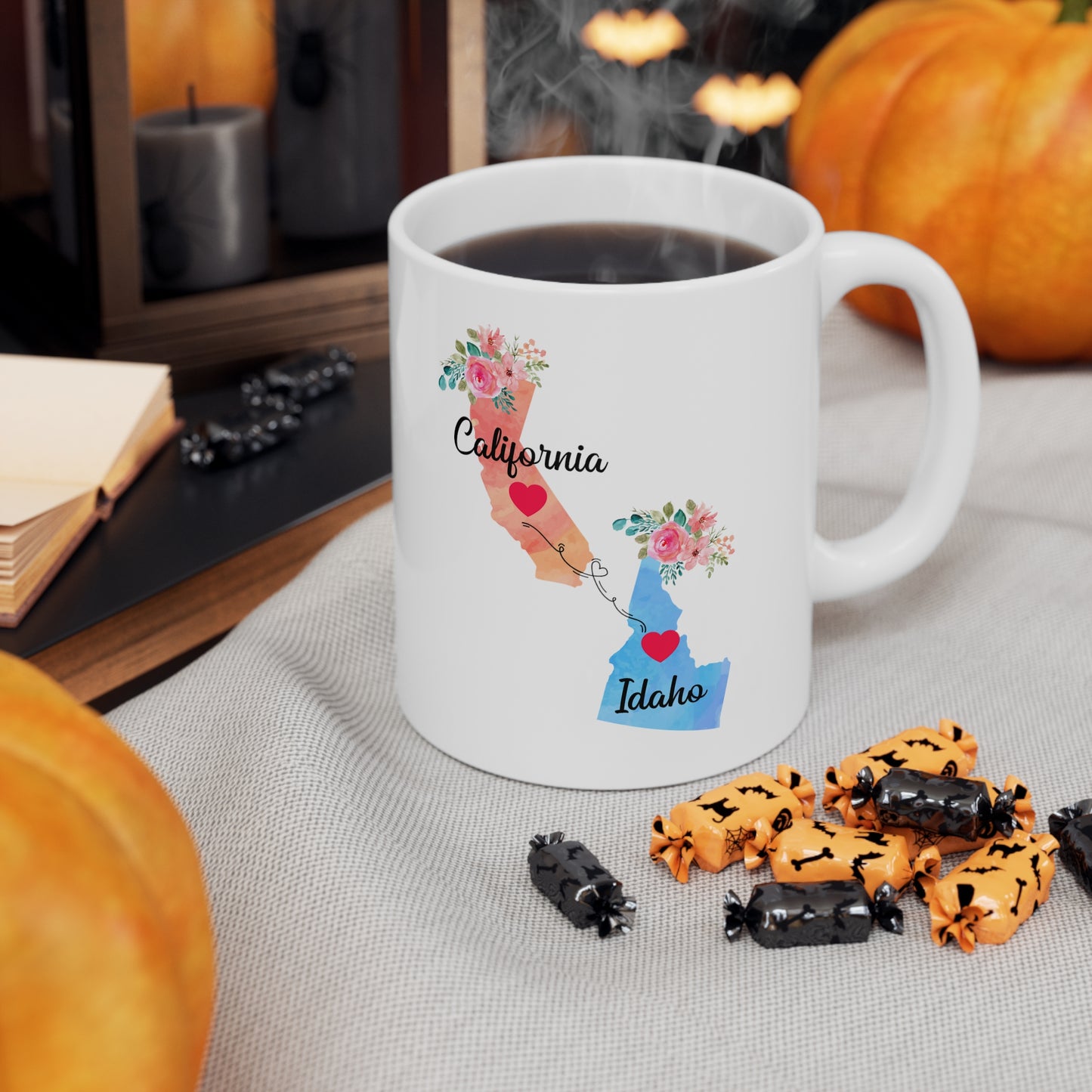 California Idaho Gifts, Long Distance State, State to State 11 OZ Coffee Mug, Christmas Gifts for Mom and Dad, Away from Family, Away from Hometown