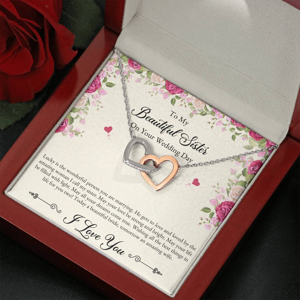 Bride Gifts, I Love You, Interlocking Heart Necklace For Women, Wedding Day Thank You Ideas From Sister