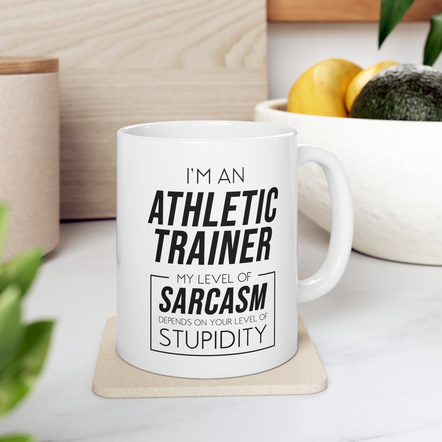 Funny Athletic Trainer Coffee Mug - My Level Of Sarcasm Cup - Unique Fitness Trainer Birthday Christmas Present for Men Women Coworker Friends