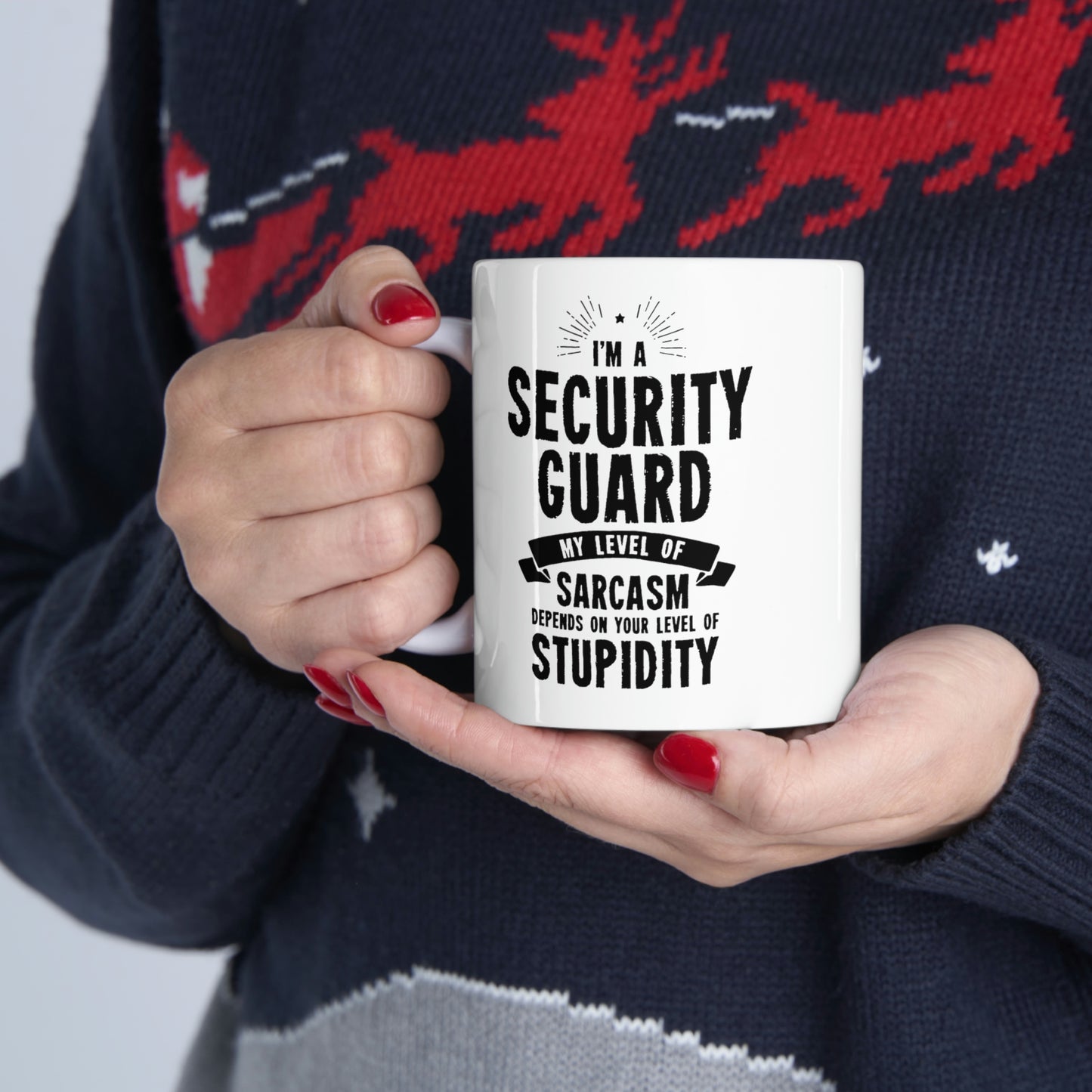 Funny Security guard Coffee Mug - My Level Of Sarcasm Cup - Unique Birthday Gifts for Mom and Dad