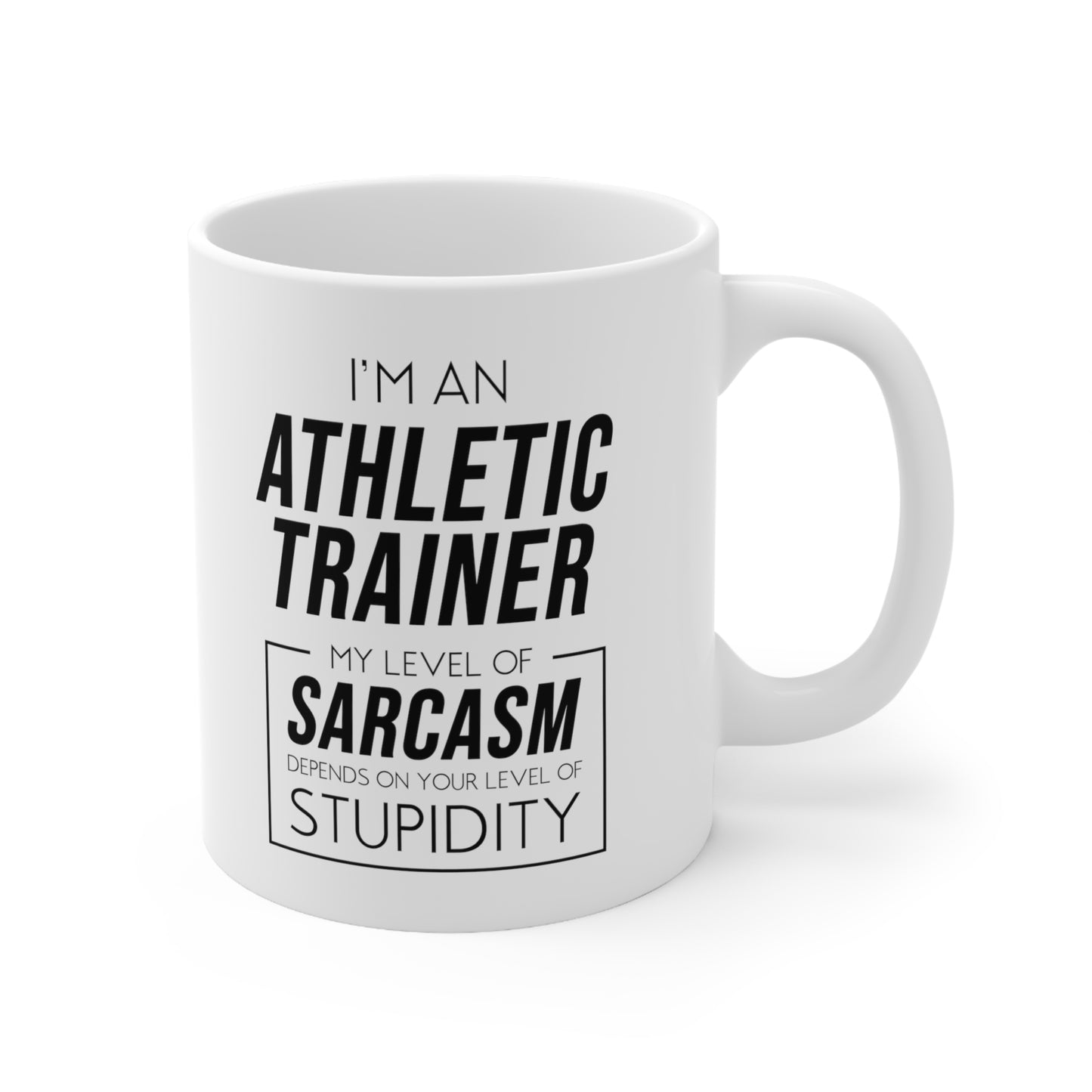 Funny Athletic Trainer Coffee Mug - My Level Of Sarcasm Cup - Unique Fitness Trainer Birthday Christmas Present for Men Women Coworker Friends