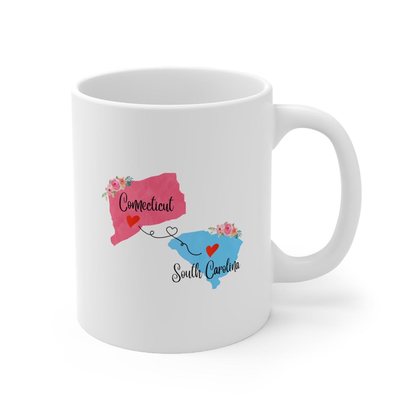 Connecticut South Carolina Gifts - Long Distance State Ceramic Shot Glass for Mom and Dad