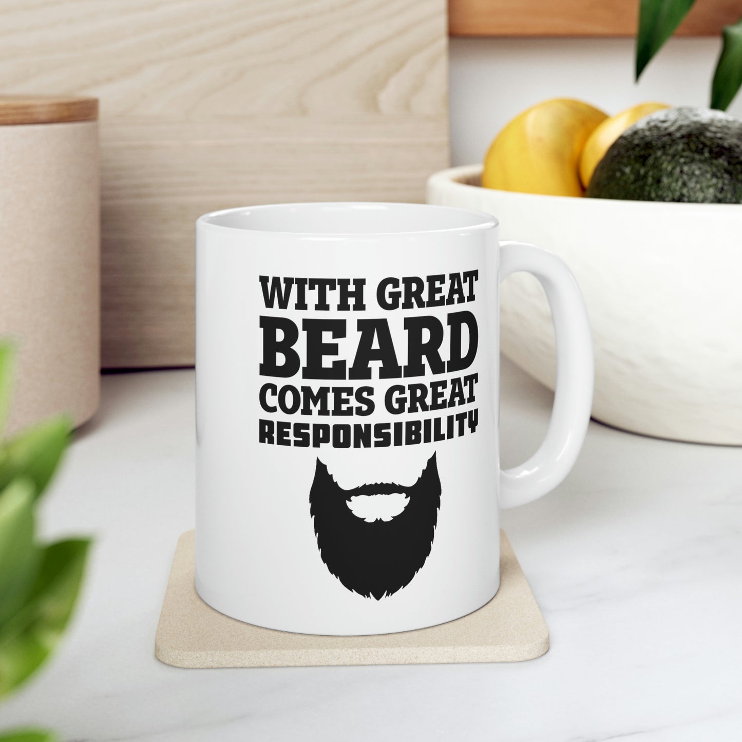 Father’s Day Gifts From Wife - With Great Beard Comes Great Responsibility White Coffee Mug, Tea Cup