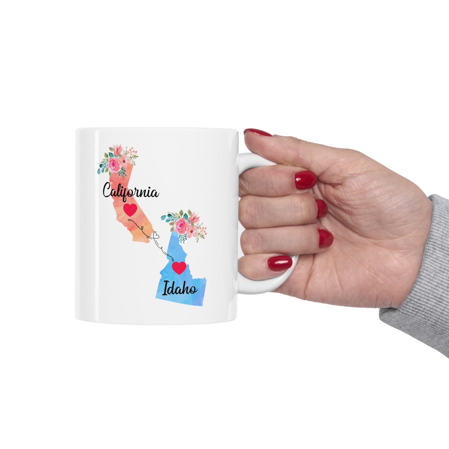 California Idaho Gifts, Long Distance State, State to State 11 OZ Coffee Mug, Christmas Gifts for Mom and Dad, Away from Family, Away from Hometown