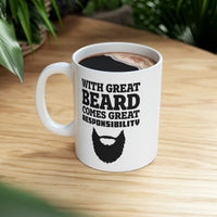 Load image into Gallery viewer, Father’s Day Gifts From Wife - With Great Beard Comes Great Responsibility White Coffee Mug, Tea Cup
