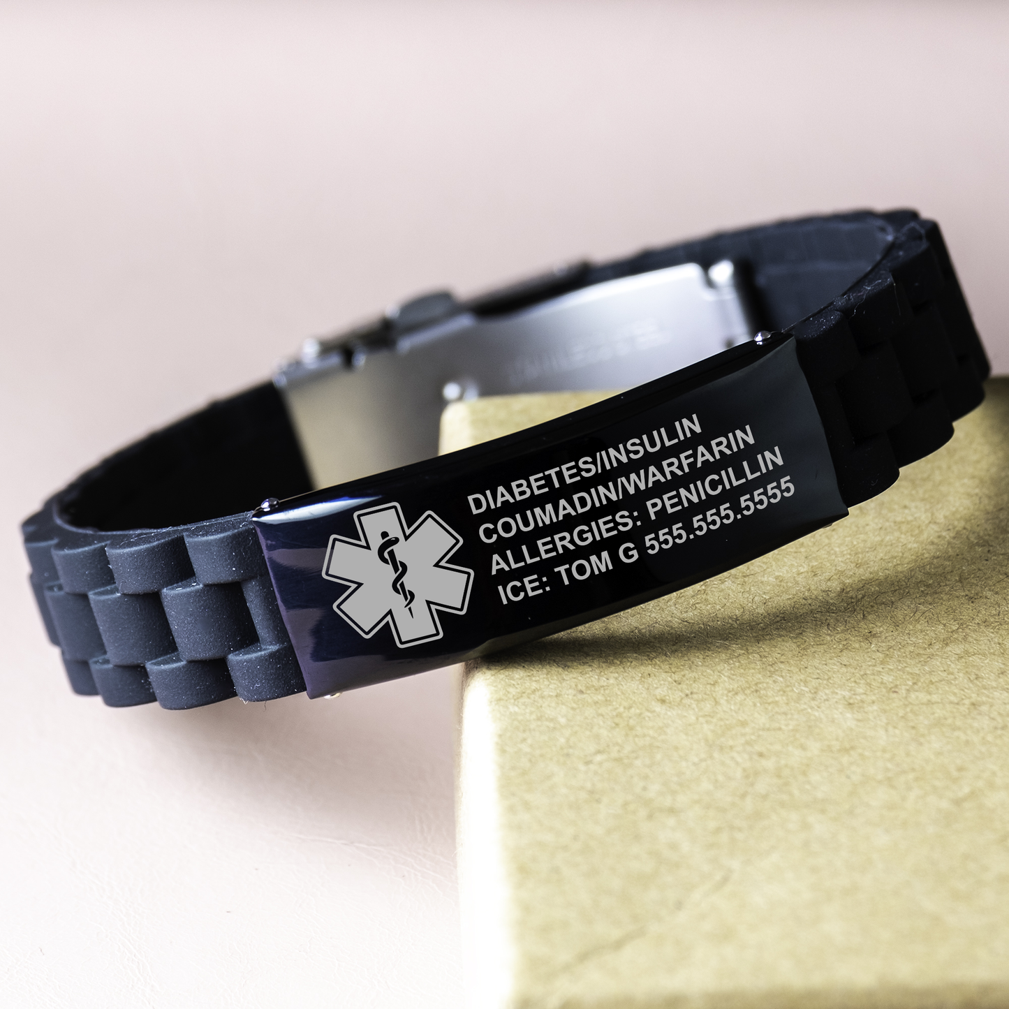 Free Engraving Medical Alert ID Bracelet for Mens and Women