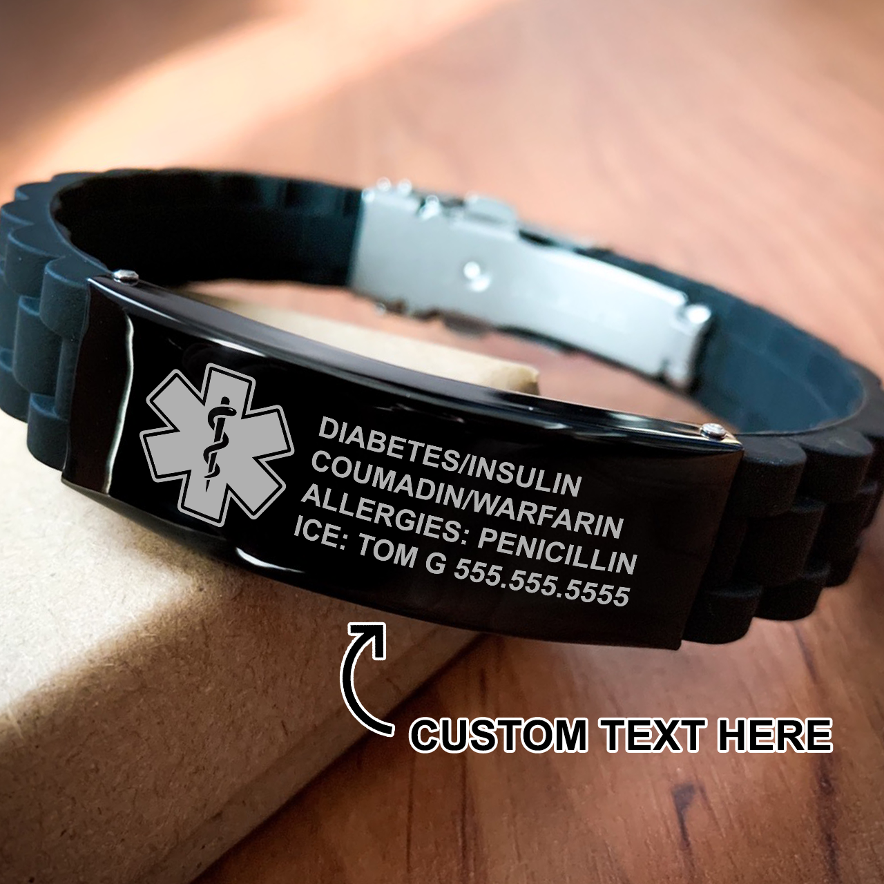 Free Engraving Medical Alert ID Bracelet for Mens and Women