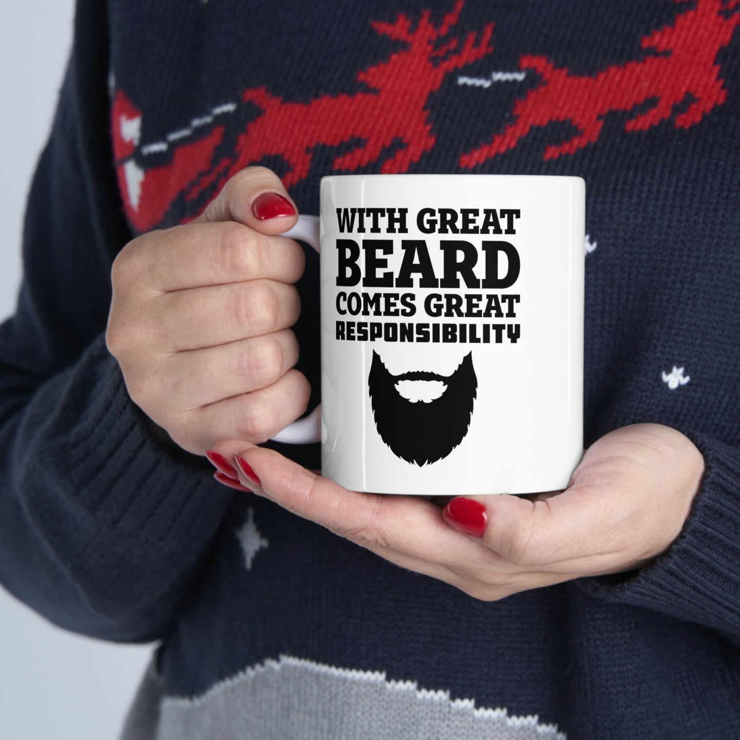 Father’s Day Gifts From Wife - With Great Beard Comes Great Responsibility White Coffee Mug, Tea Cup
