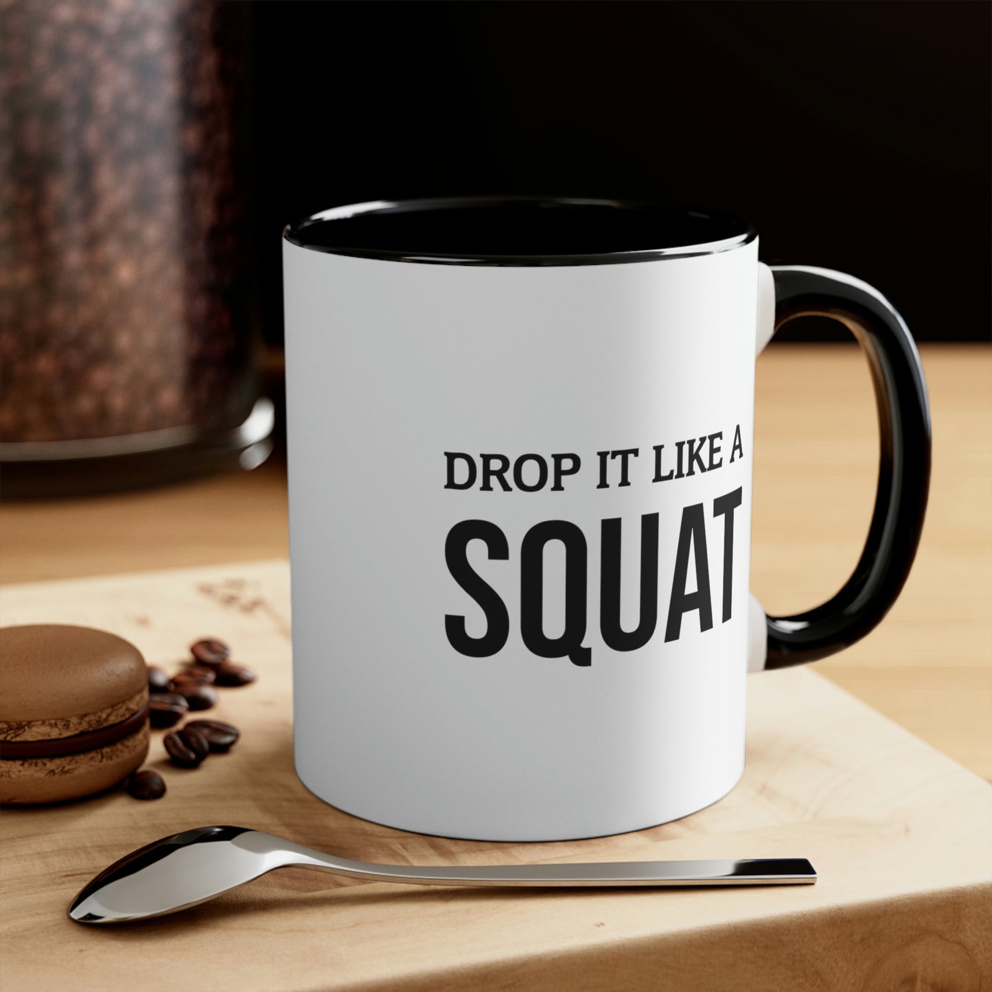 Personal Trainer Gifts - Drop It Like A Squat Two Tone Coffee Mug - Gifts For Athletic Trainer Fitness Trainer Men Women