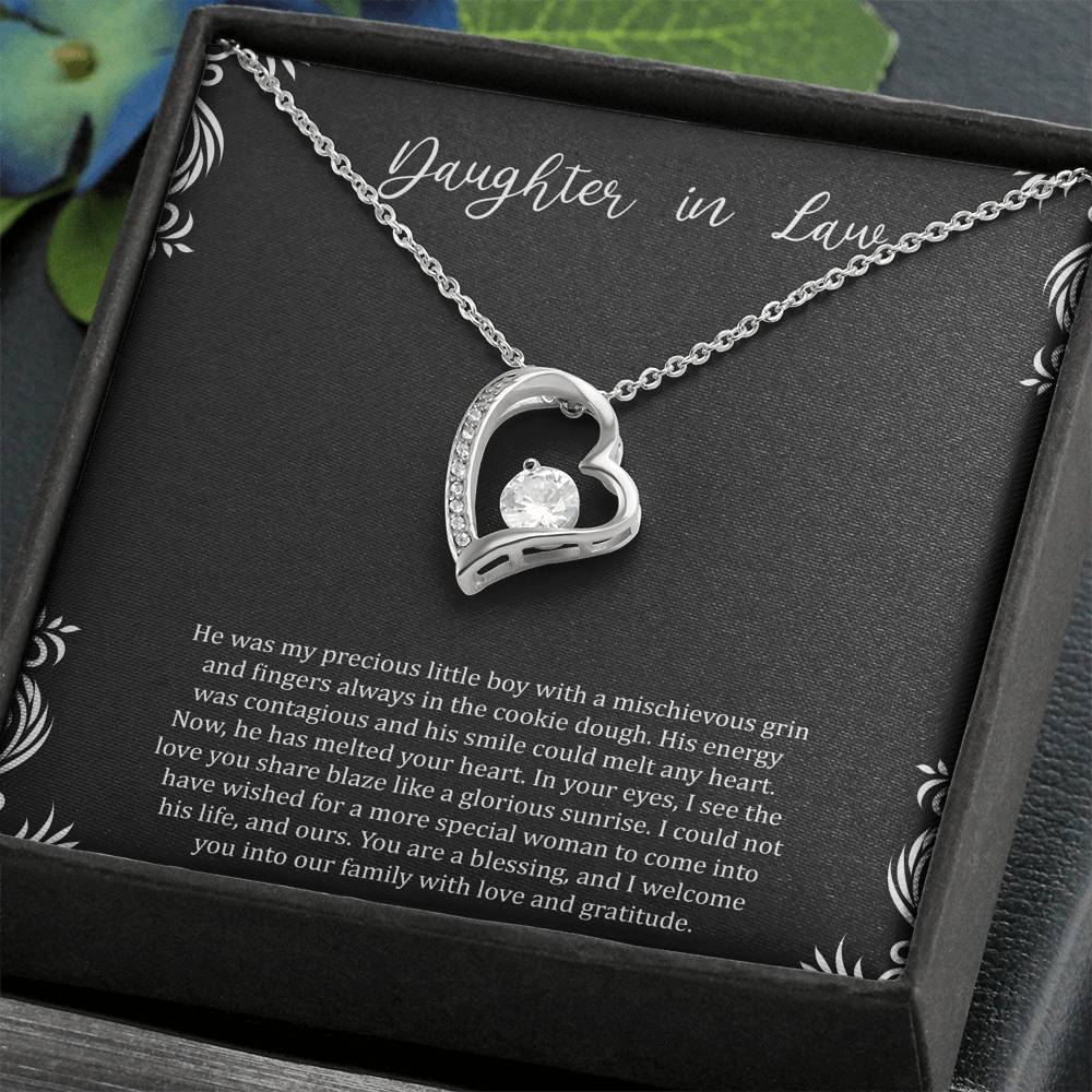 To My Daughter-in-law Gifts, You Are A Blessing, Forever Love Heart Necklace For Women, Birthday Present Idea From Mother-in-law
