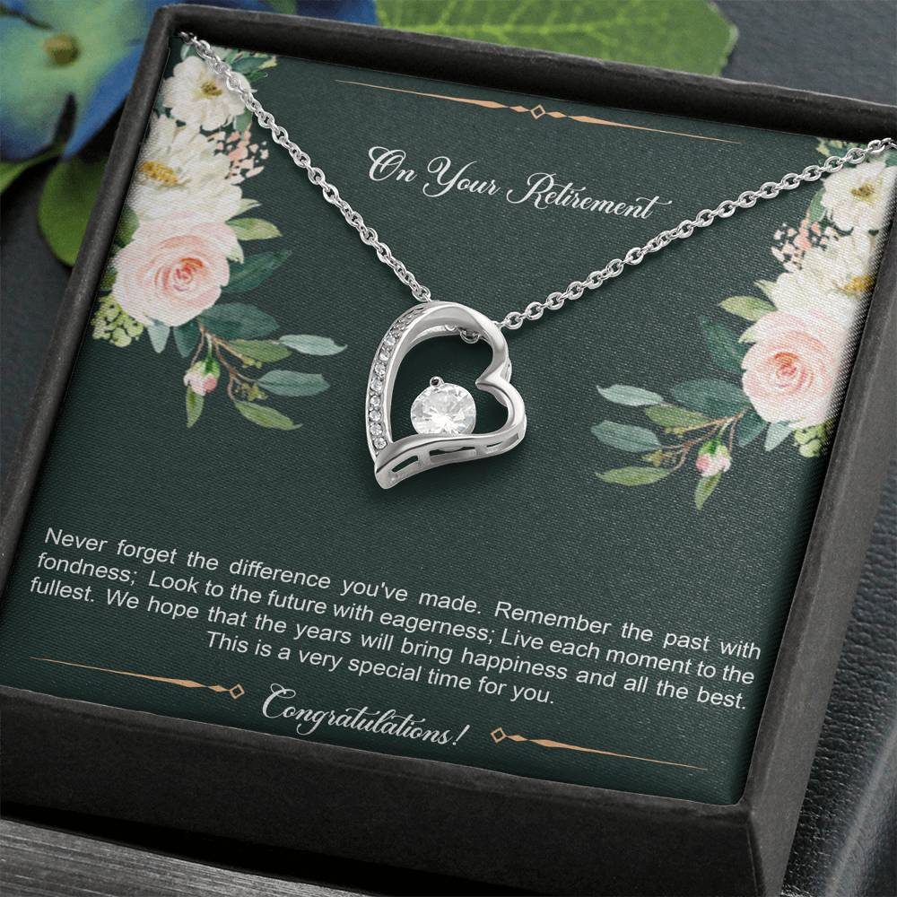 Retirement Gifts, Special Time, Happy Retirement Forever Love Heart Necklace For Women, Retirement Party Favor From Friends Coworkers