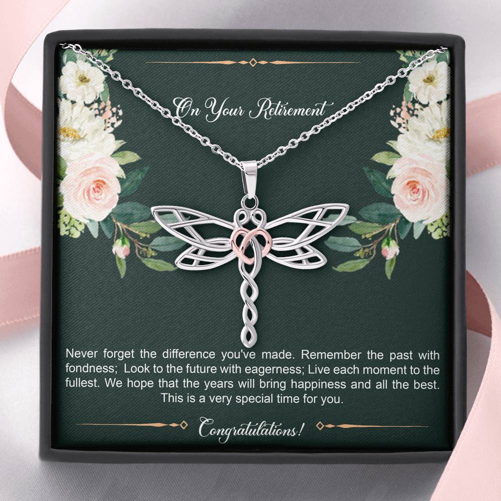 Retirement Gifts, Special Time, Happy Retirement Dragonfly Necklace For Women, Retirement Party Favor From Friends Coworkers