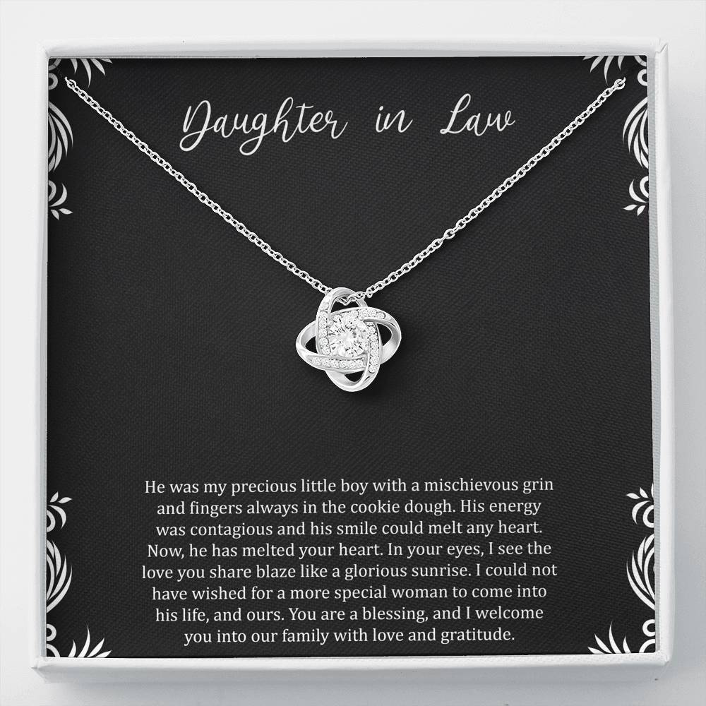 To My Daughter-in-law Gifts, You Are A Blessing, Love Knot Necklace For Women, Birthday Present Idea From Mother-in-law