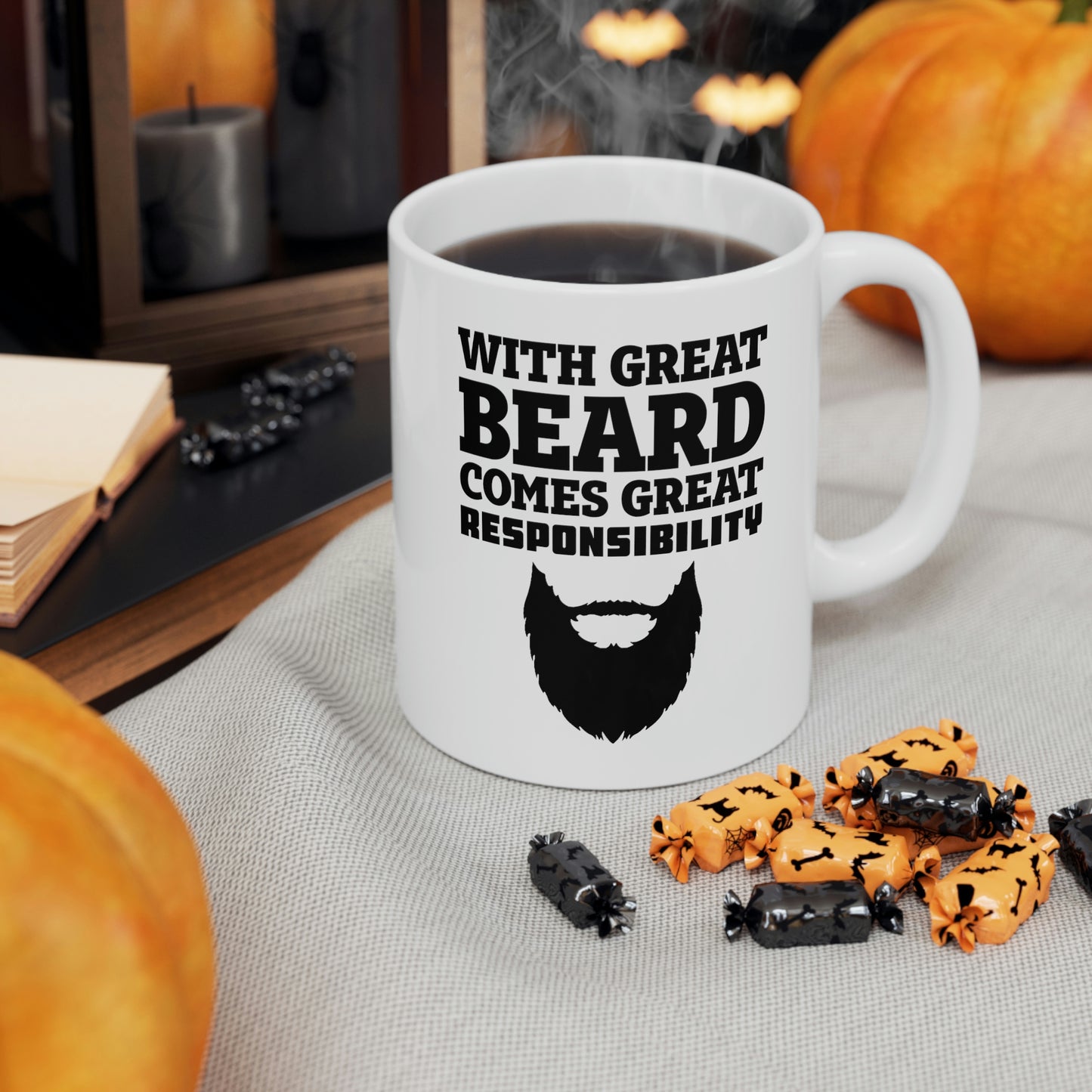 Father’s Day Gifts From Wife - With Great Beard Comes Great Responsibility White Coffee Mug, Tea Cup