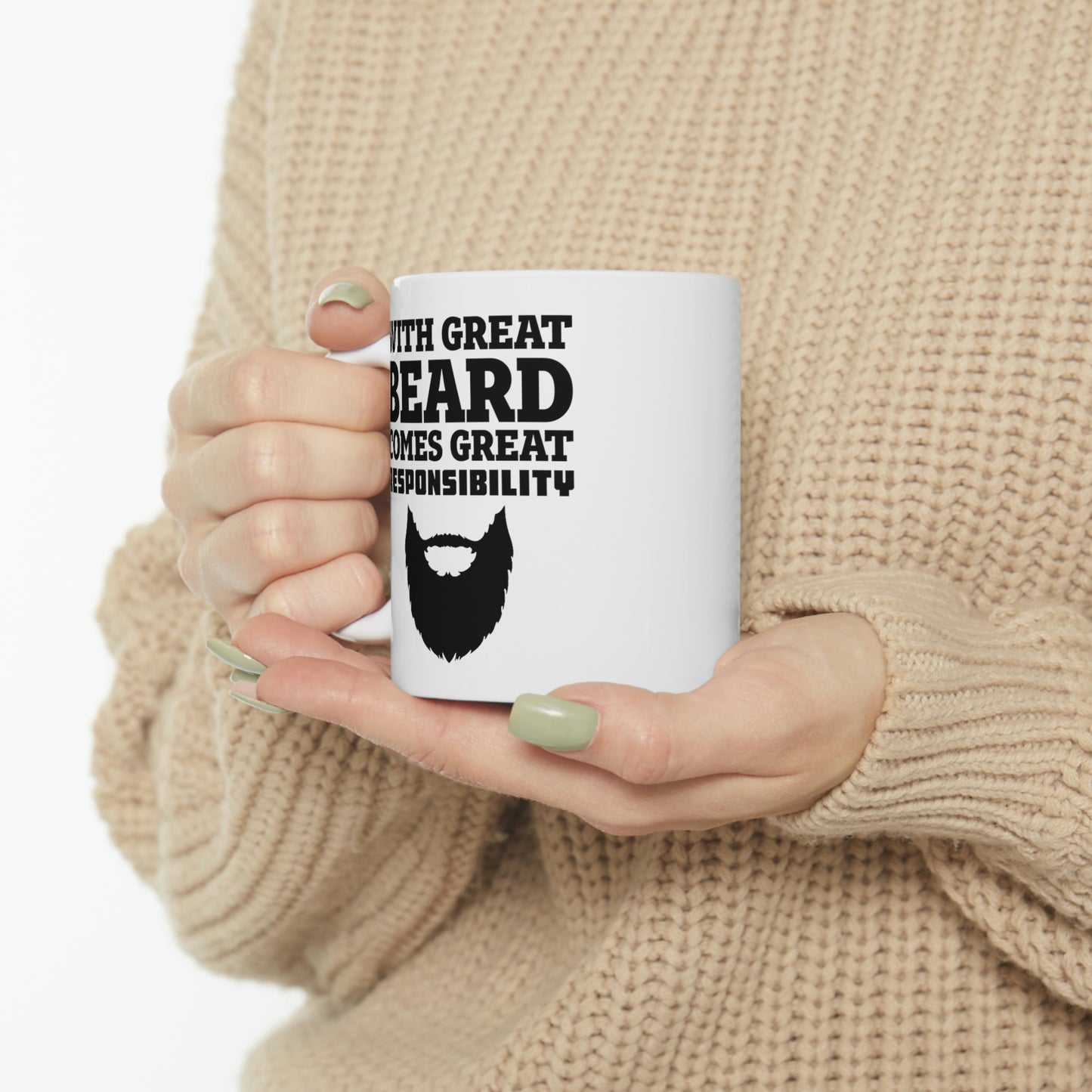 Father’s Day Gifts From Wife - With Great Beard Comes Great Responsibility White Coffee Mug, Tea Cup