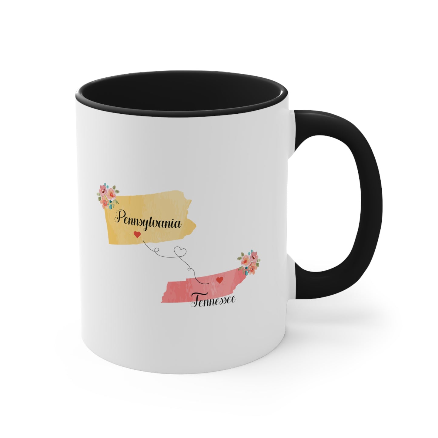 Pennsylvania Tennessee Gifts | Long Distance State Two Tone Coffee Mug | State to State | Away From Hometown Family | Moving Away Mug