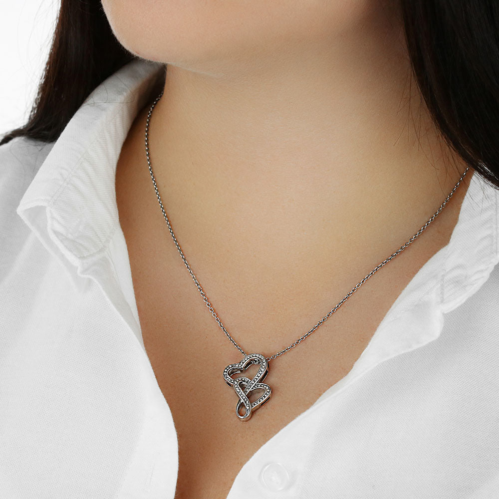 To My Aunt Gifts, Has Ears That Really Listen, Double Heart Necklace For Women, Aunt Birthday Present From Niece Nephew