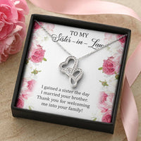 Load image into Gallery viewer, To My Sister-in-law Gifts, I Gained A Sister, Double Heart Necklace For Women, Birthday Present Idea From Sister
