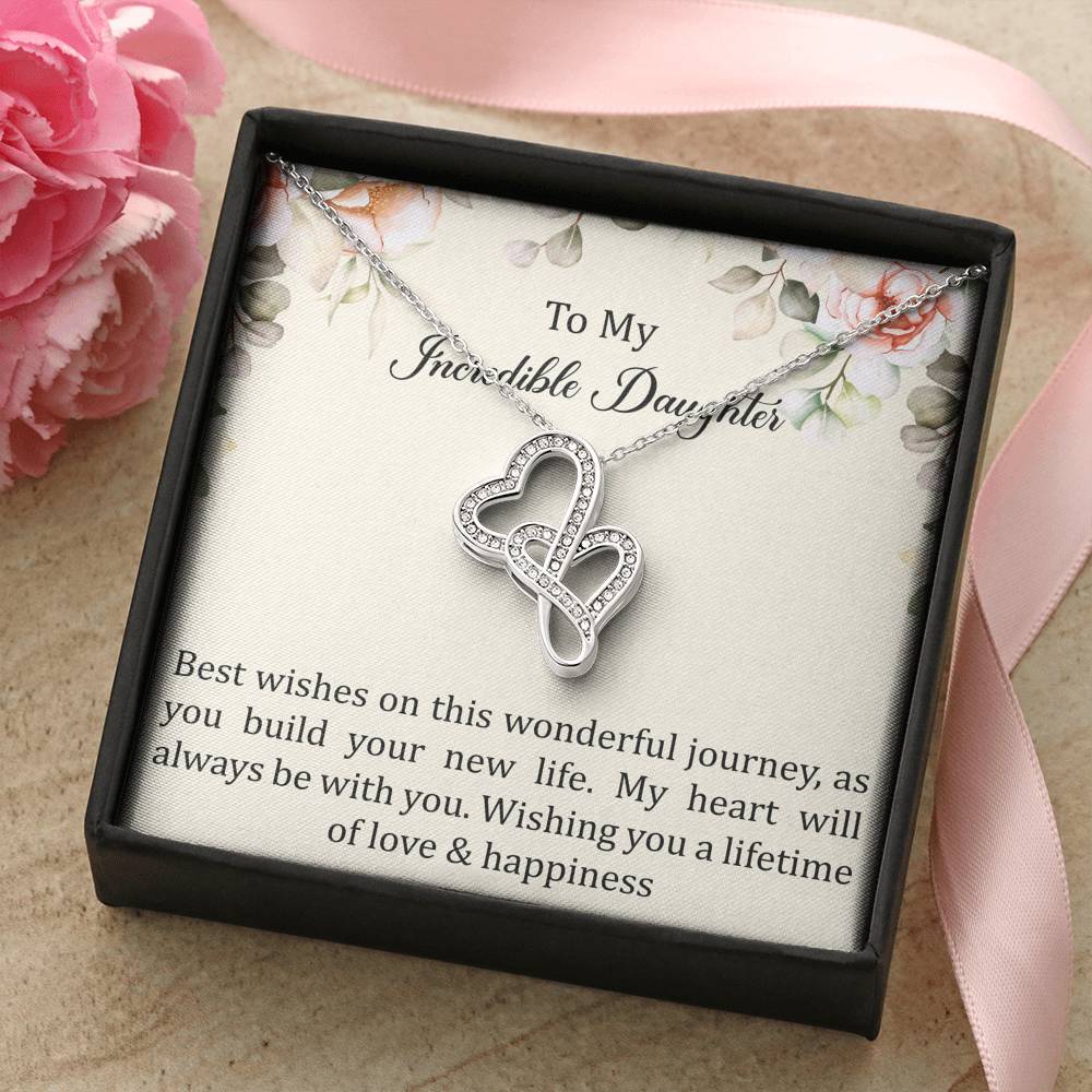 To My Bride Gifts, Best Wishes, Double Heart Necklace For Women, Wedding Day Thank You Ideas From Mom