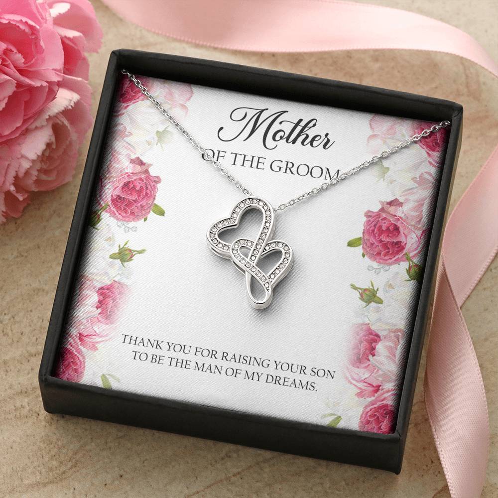 Mom of the Groom Gifts, Thank You For Raising Your Son, Double Heart Necklace For Women, Wedding Day Thank You Ideas From Bride