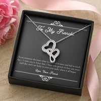Load image into Gallery viewer, To My Fiancée, I Am Lucky To Cross Your Path, Double Heart Necklace For Women, Anniversary Birthday Valentines Day Gifts From Fiancé
