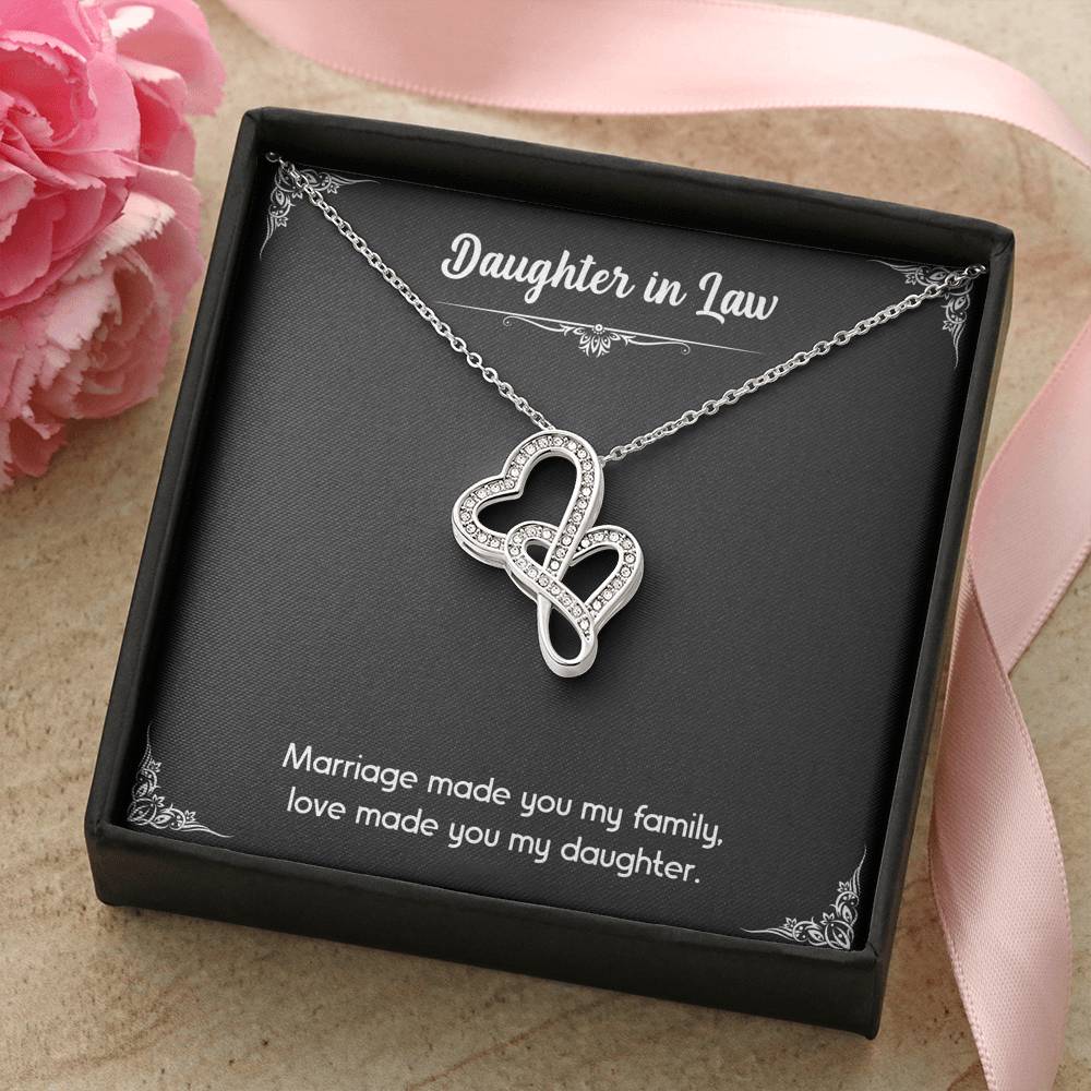 To My Daughter-in-law Gifts, Love Made You My Daughter, Double Heart Necklace For Women, Birthday Present Idea From Mother-in-law
