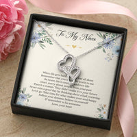 Load image into Gallery viewer, To My Niece Gifts, When Life Gets Hard And You Feel All Alone, Double Heart Necklace For Women, Niece Birthday Present From Aunt

