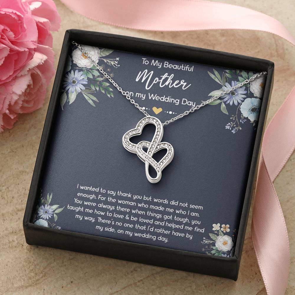 To My Mom of the Bride Gifts, I Wanted To Say Thank You, Double Heart Necklace For Women, Wedding Day Thank You Ideas From Bride