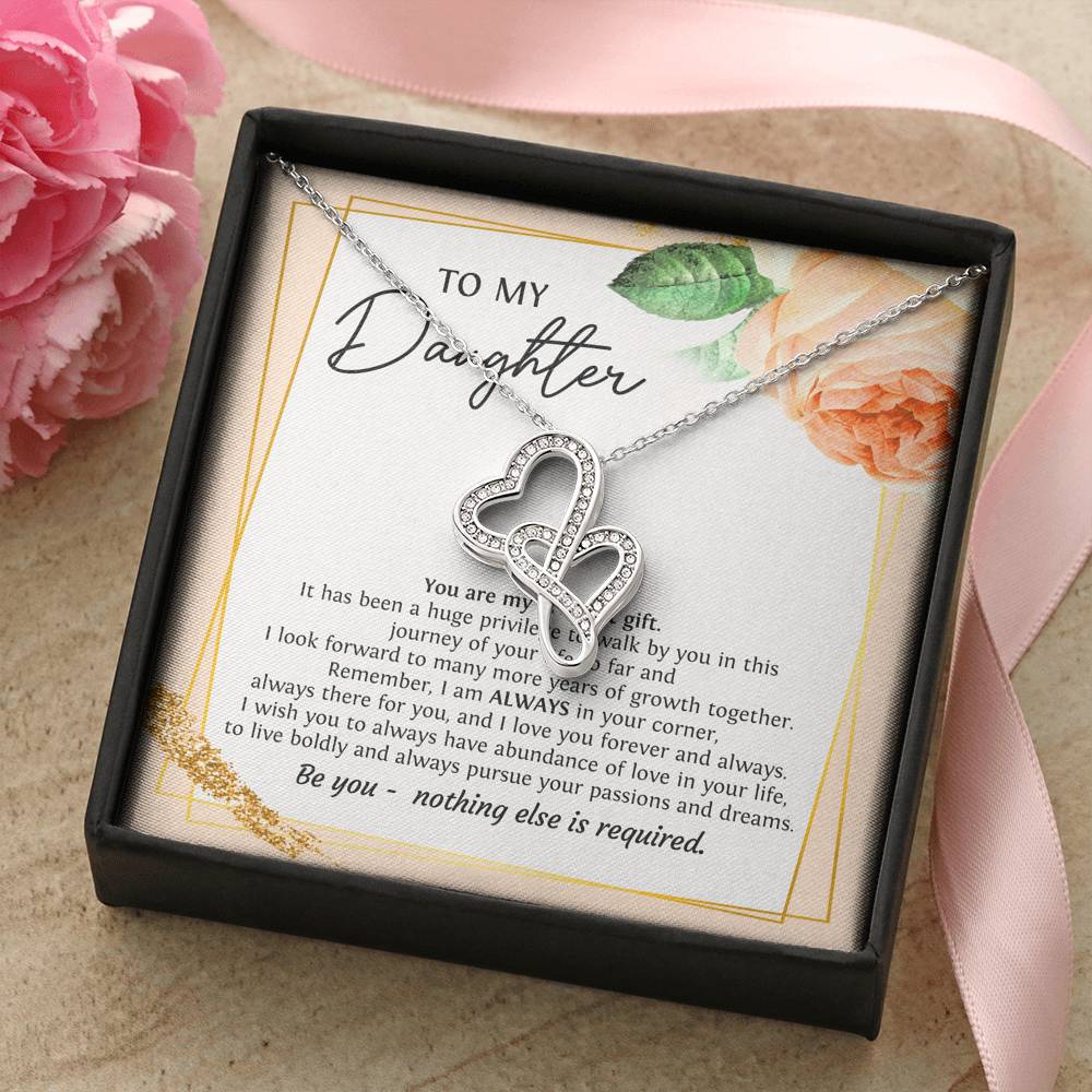 To My Daughter Gifts, You Are My Greatest Gift, Double Heart Necklace For Women, Birthday Present Ideas From Mom Dad