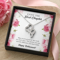 Load image into Gallery viewer, Retirement Gifts, Next Chapter, Happy Retirement Double Heart Necklace For Women, Retirement Party Favor From Friends Coworkers
