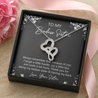 Load image into Gallery viewer, To My Badass Sister Gifts, Always Remember, Double Heart Necklace For Women, Birthday Present Idea From Sister
