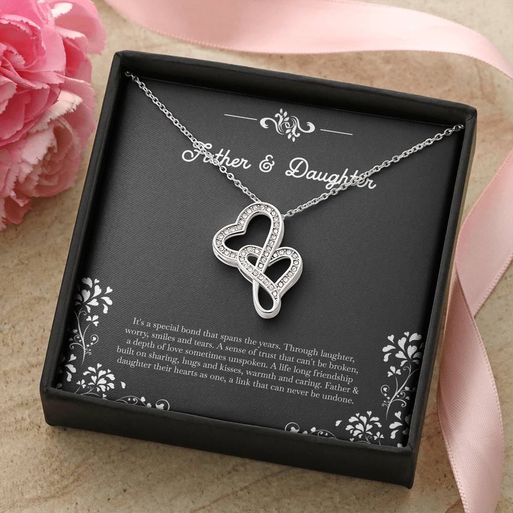 To My Daughter Gifts, Father and Daughter Bond, Double Heart Necklace For Women, Birthday Present Idea From Dad
