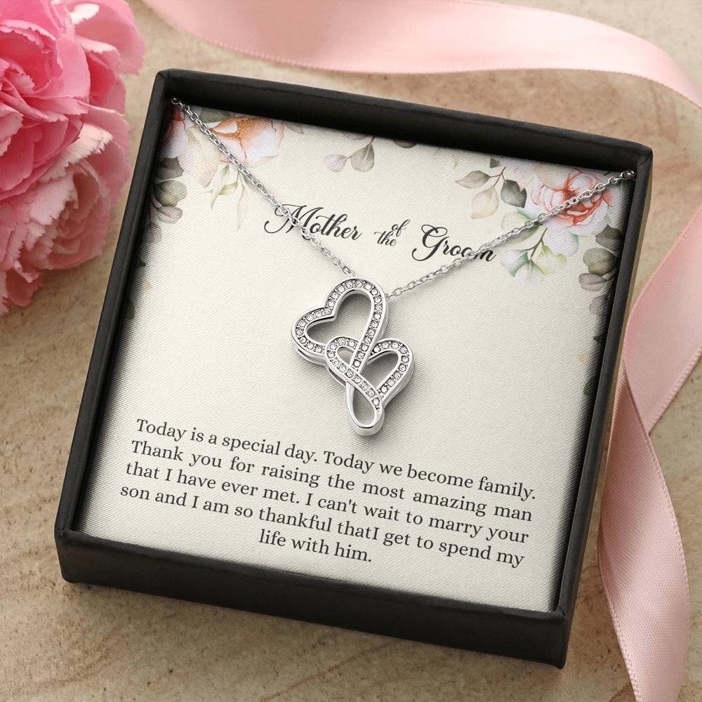 Mom of the Groom Gifts, I Can't Wait To Marry Your Son, Double Heart Necklace For Women, Wedding Day Thank You Ideas From Bride