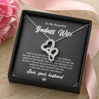 Load image into Gallery viewer, To My Badass Wife, Beat Of My Heart, Double Heart Necklace For Women, Anniversary Birthday Valentines Day Gifts From Husband

