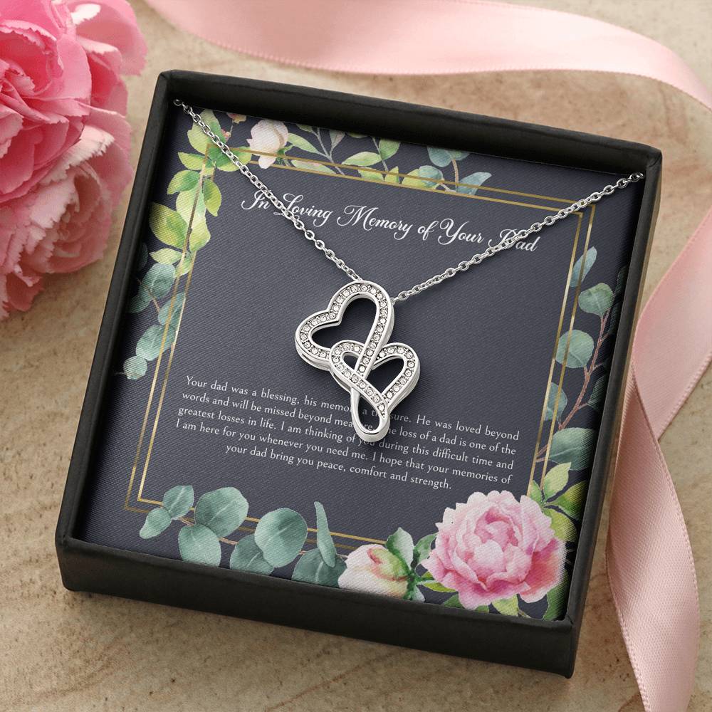 Loss of Dad Gifts, In Loving Memory, Sympathy Double Heart Necklace For Loss of Dad, Memorial Sorry For Your Loss Present