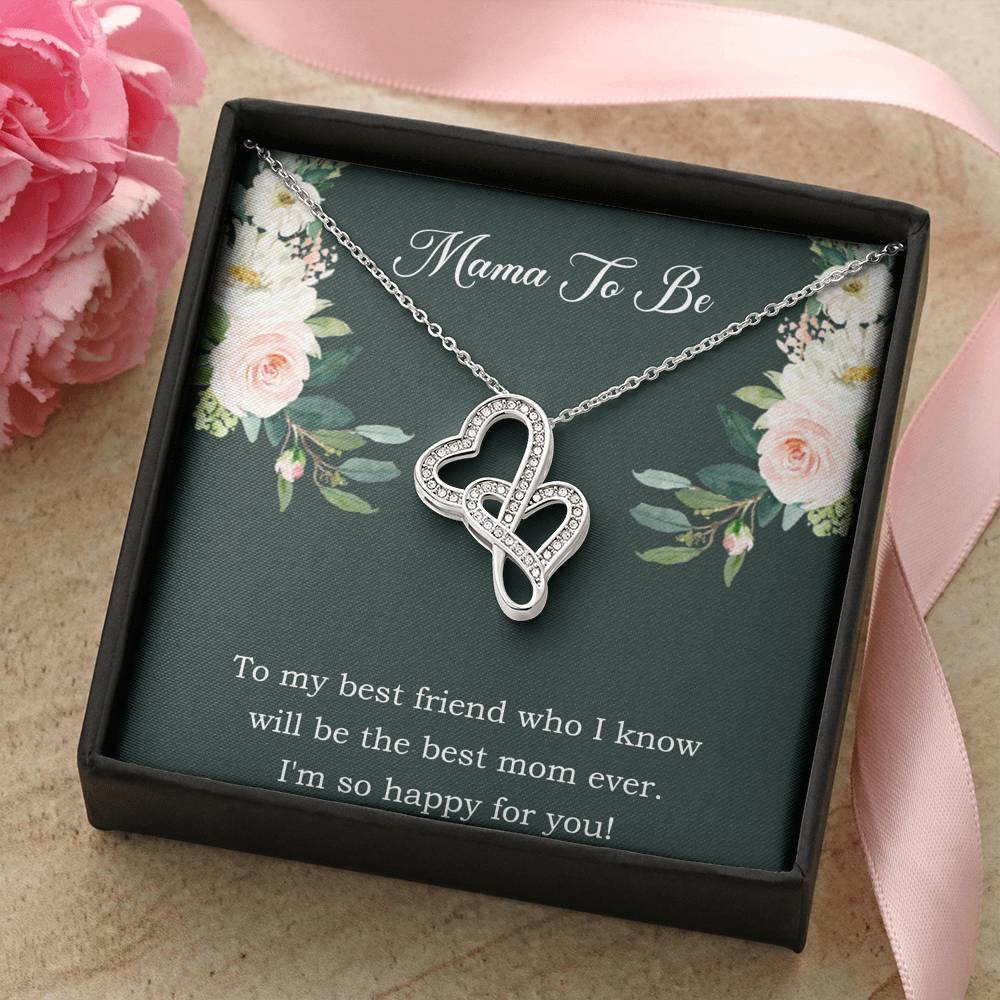 Gift for Expecting Mom, To My Best Friend, Mom to Be Double Heart Necklace For Women, Pregnancy Gift For New Mother