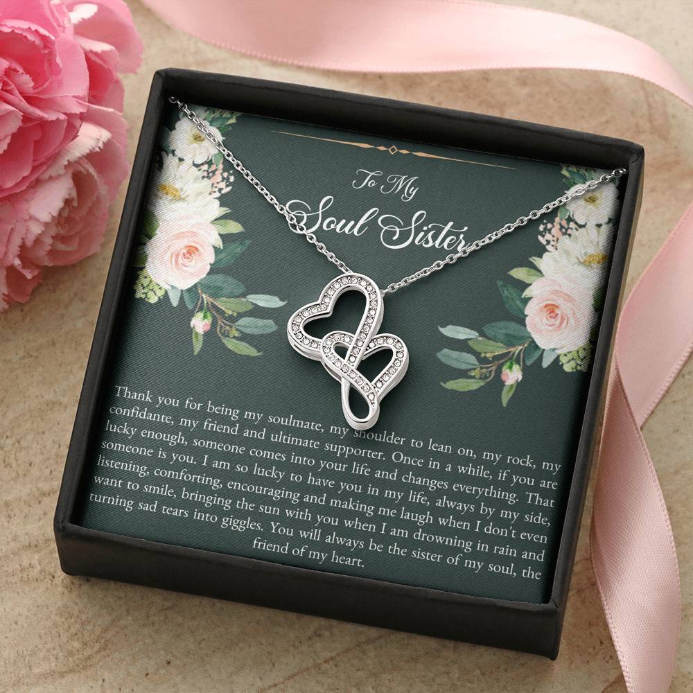 To My Best Friend Gifts, To My Soul Sister, Double Heart Necklace For Women, Birthday Present Idea From Bestie