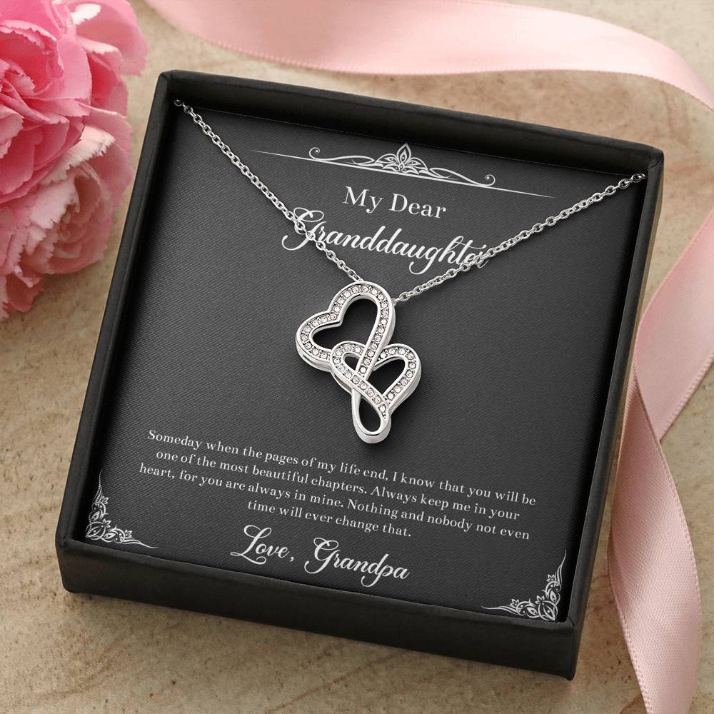 To My Granddaughter Gifts, One Of The Most Beautiful Chapters, Double Heart Necklace For Women, Birthday Present Idea From Grandpa