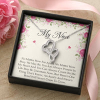 Load image into Gallery viewer, To My Niece  Gifts, No Matter How Far Apart, Double Heart Necklace For Women, Birthday Present Idea From Aunt Uncle
