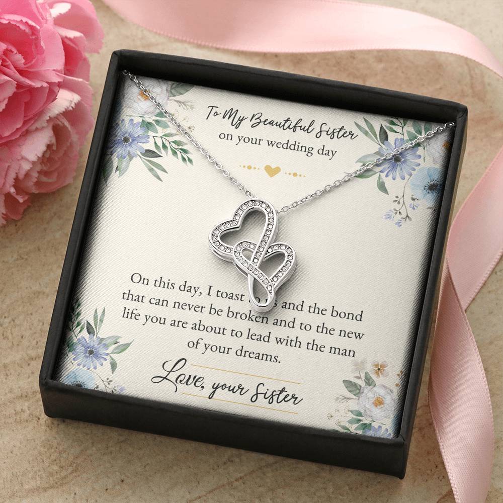 Bride Gifts, On This Day, Double Heart Necklace For Women, Wedding Day Thank You Ideas From Sister