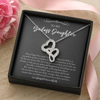 Load image into Gallery viewer, To My Badass Daughter Gifts, Never Forget How Much I Love You, Double Heart Necklace For Women, Birthday Present Idea From Mom
